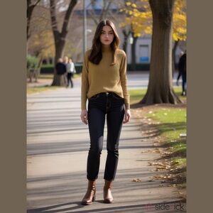 Vintage Crystal Kobe Light Brown Mock Neck 100% Acrylic Sweater Womens Sz Large
